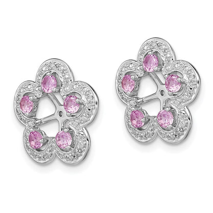 Sterling Silver Rhodium Diamond u0026 Created Pink Sapphire Earring Jacket