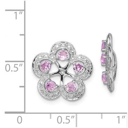 Sterling Silver Rhodium Diamond u0026 Created Pink Sapphire Earring Jacket