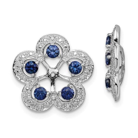 Sterling Silver Rhodium Diamond u0026 Created Sapphire Earring Jacket