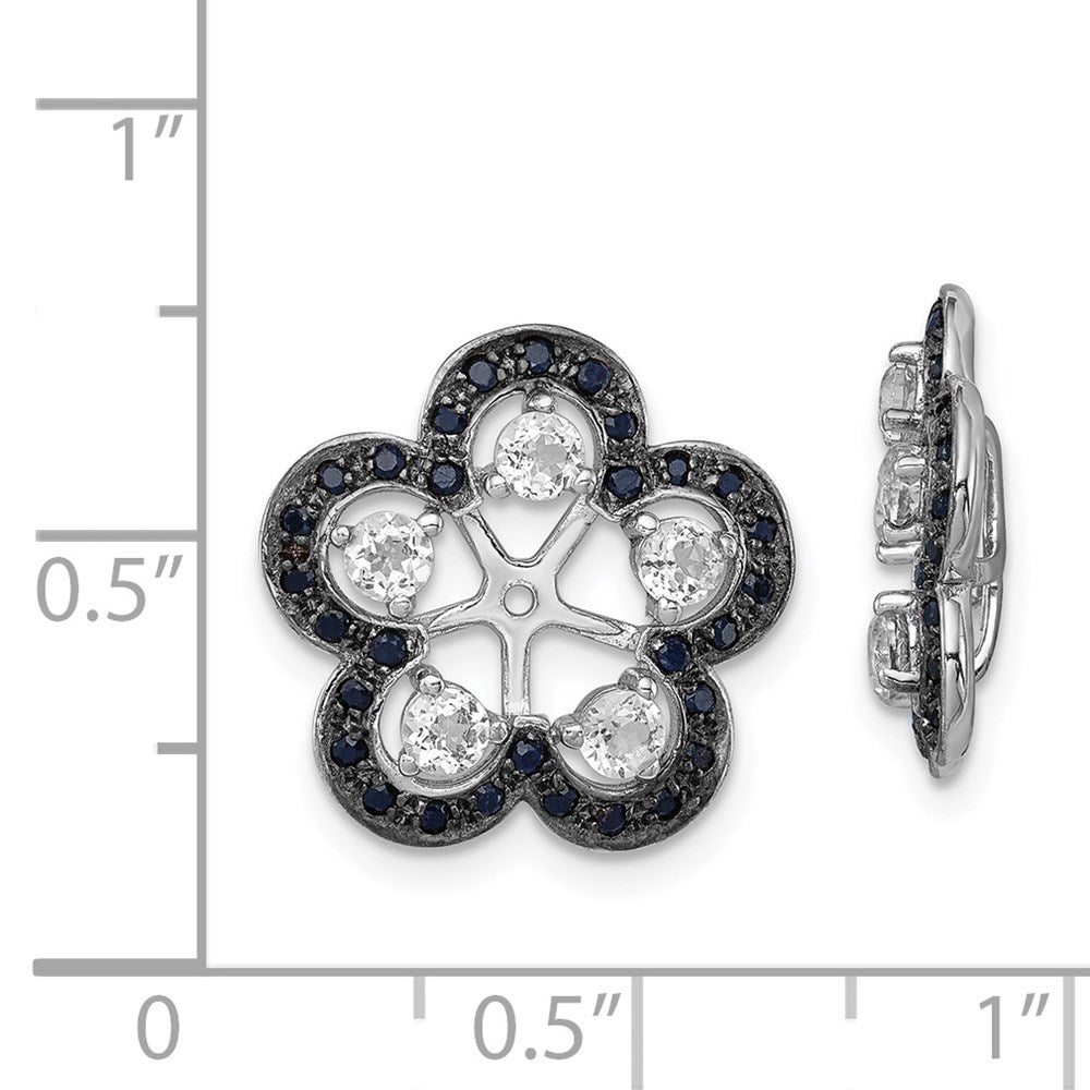 Sterling Silver Rhodium White Topaz u0026 Black Sapphire Earring Jacket