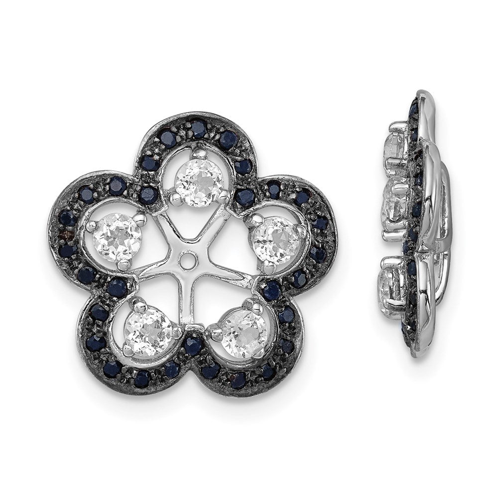 Sterling Silver Rhodium White Topaz u0026 Black Sapphire Earring Jacket