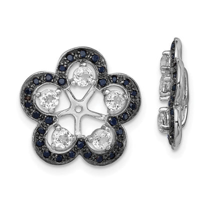 Sterling Silver Rhodium White Topaz u0026 Black Sapphire Earring Jacket