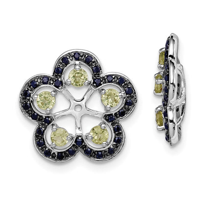 Sterling Silver Rhodium Peridot u0026 Black Sapphire Earring Jacket