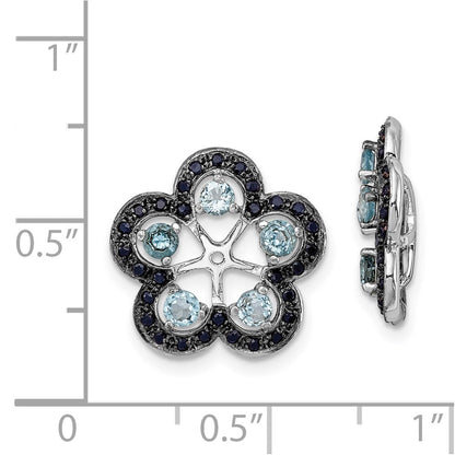 Sterling Silver Rhodium Swiss Blue Topaz u0026 Black Sapphire Earring Jacket
