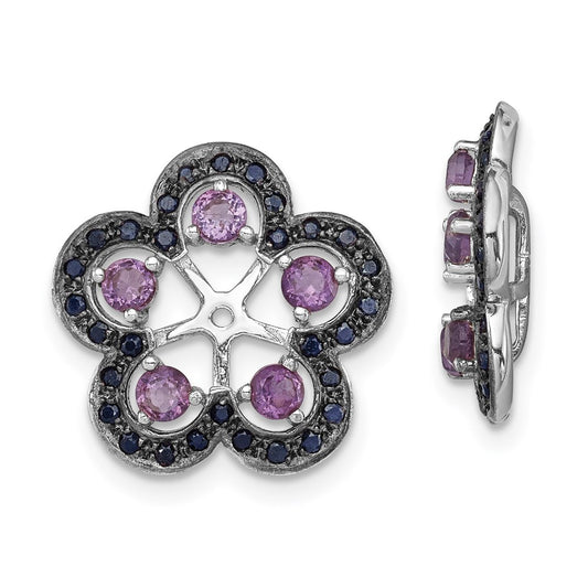 Sterling Silver Rhodium Amethyst u0026 Black Sapphire Earring Jacket