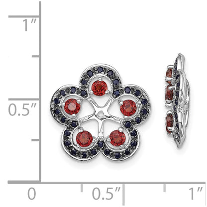 Sterling Silver Rhodium Garnet u0026 Black Sapphire Earring Jacket