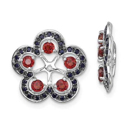 Sterling Silver Rhodium Garnet u0026 Black Sapphire Earring Jacket