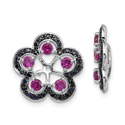 Sterling Silver Rhodium Created Ruby u0026 Black Sapphire Earring Jacket