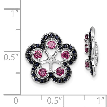 Sterling Silver Rhodium Rhodolite Garnet u0026 Black Sapphire Earring Jacket