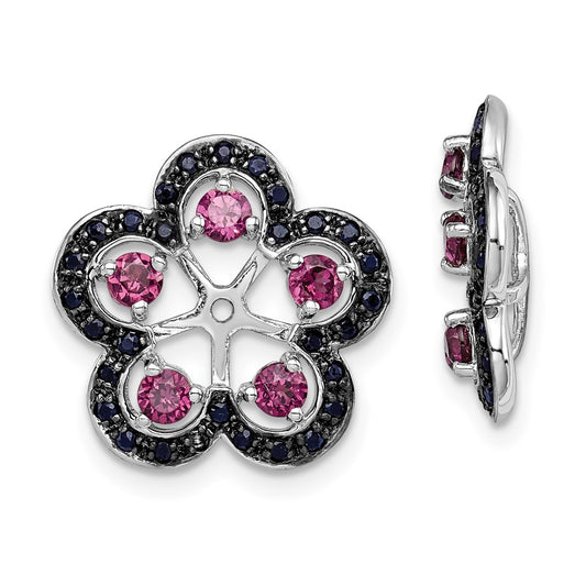 Sterling Silver Rhodium Rhodolite Garnet u0026 Black Sapphire Earring Jacket
