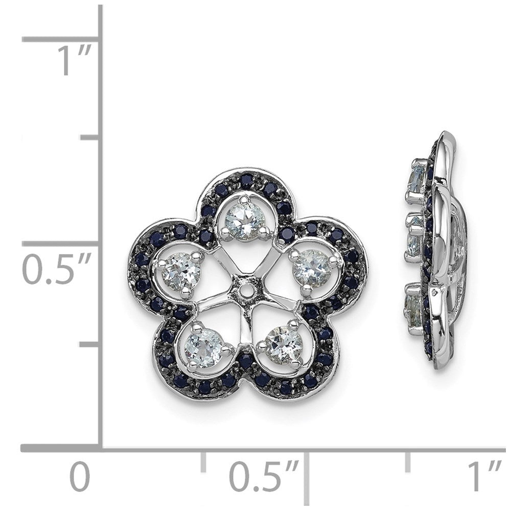 Sterling Silver Rhodium Aquamarine u0026 Black Sapphire Earring Jacket