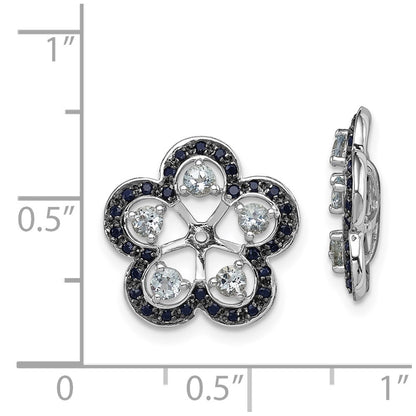 Sterling Silver Rhodium Aquamarine u0026 Black Sapphire Earring Jacket