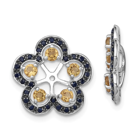 Sterling Silver Rhodium Citrine u0026 Black Sapphire Earring Jacket