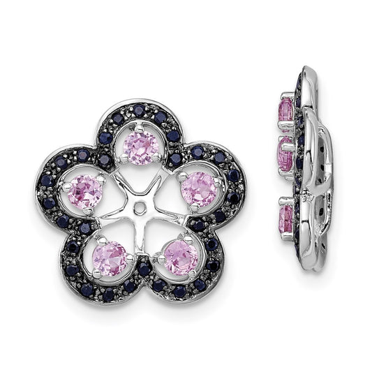 Sterling Silver Rhodium Crted Pink Sapphire u0026 Black Sapphire Earring Jacket