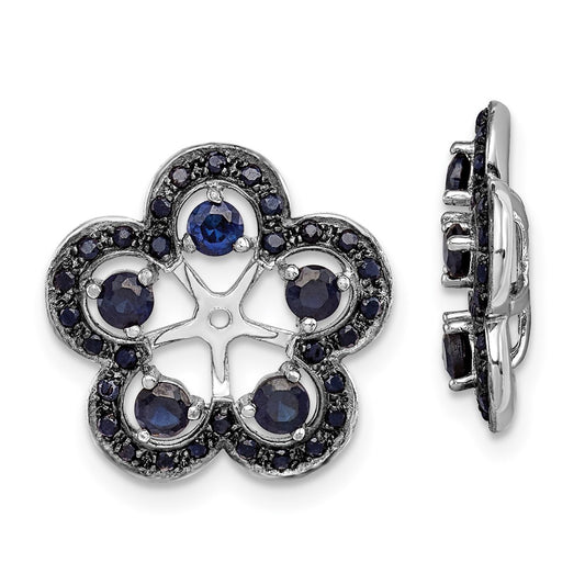 Sterling Silver Rhodium Created Sapphire u0026 Black Sapphire Earring Jacket