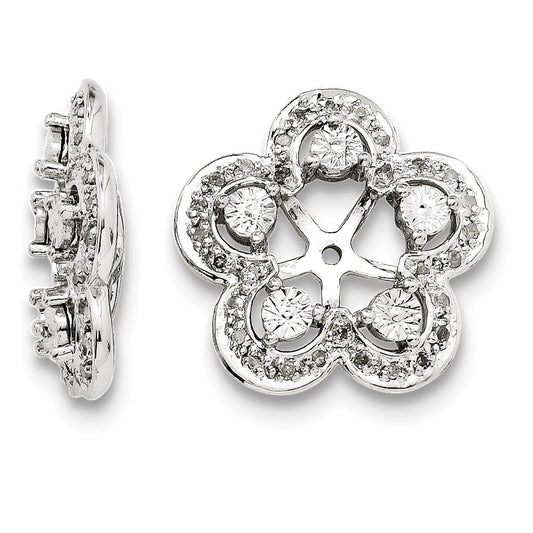 Sterling Silver Rhodium Diamond Earring Jacket