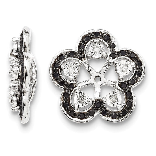 Sterling Silver Rhodium Diamond u0026 Black Sapphire Earring Jacket