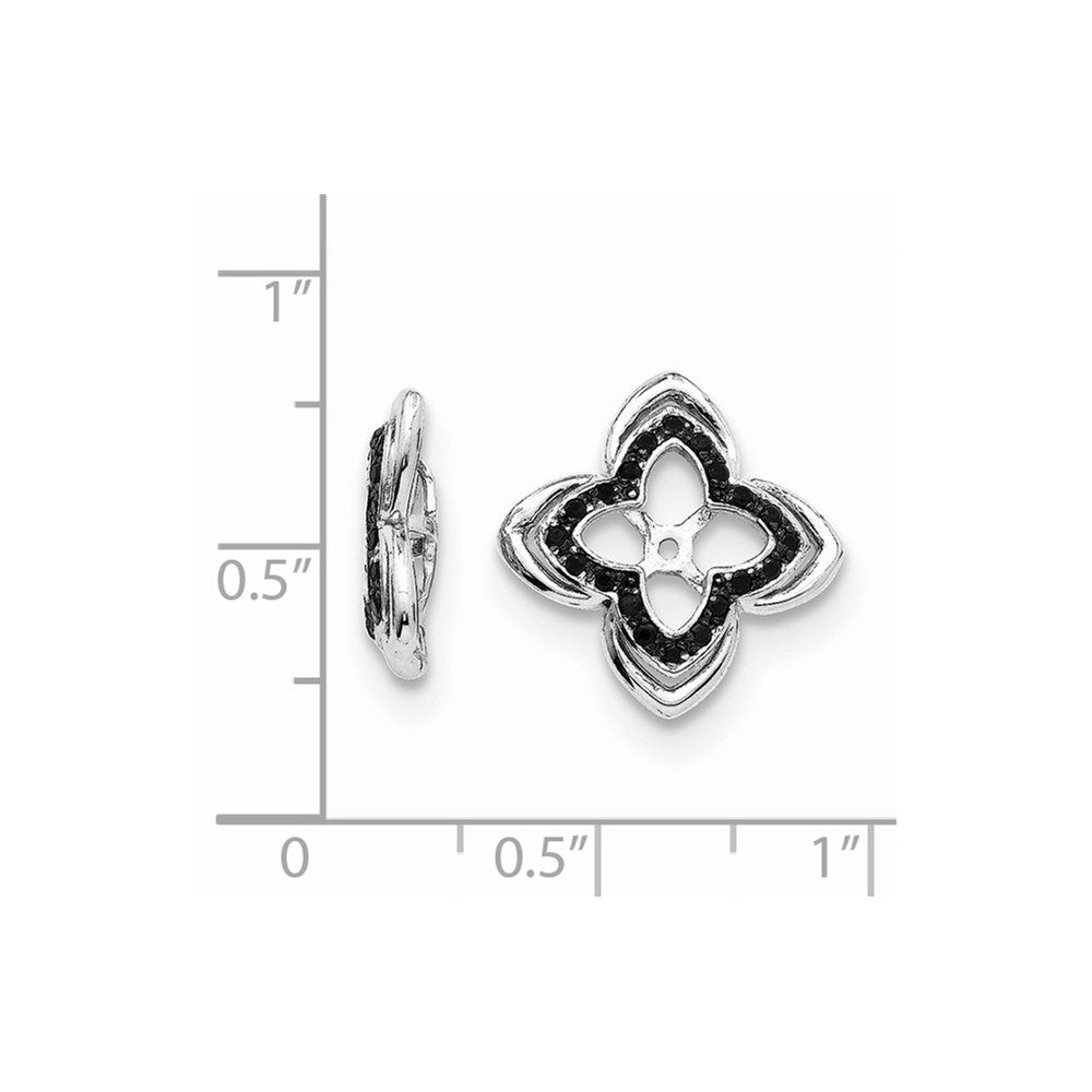 Sterling Silver Rhodium Black Sapphire Earring Jacket