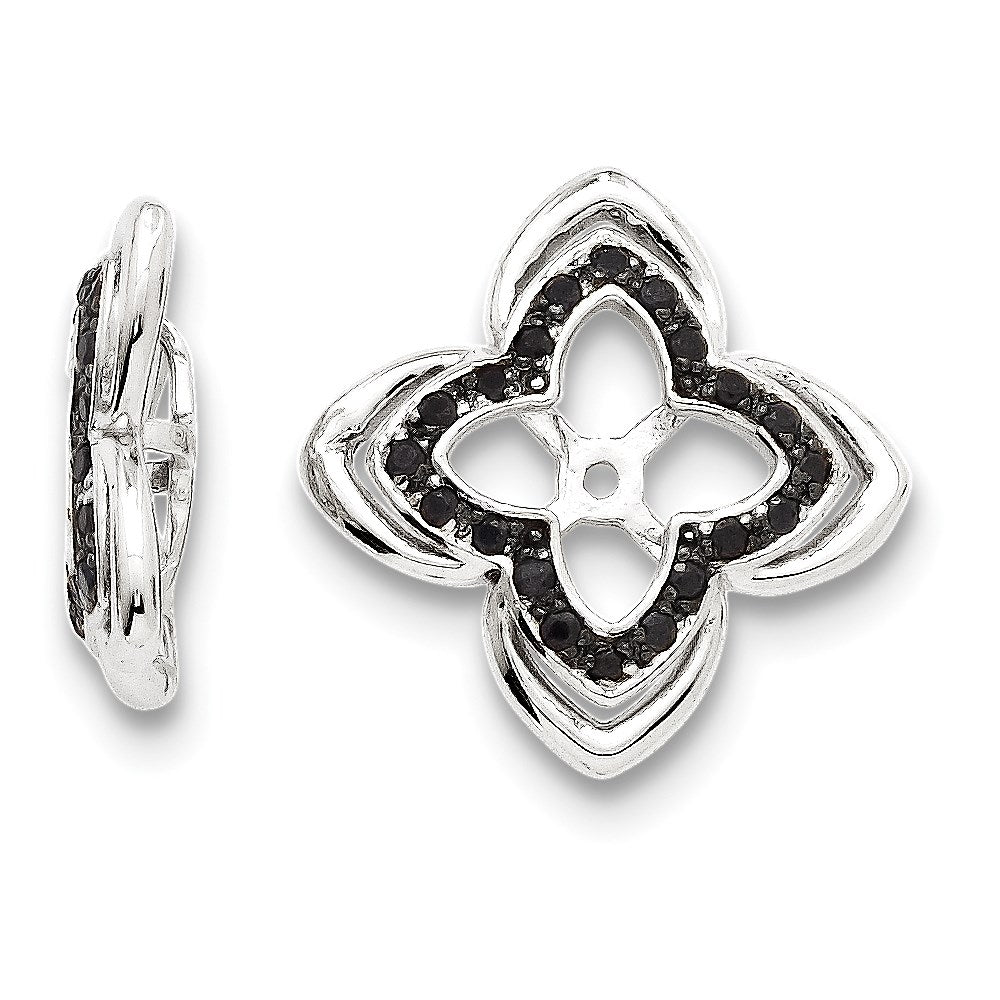 Sterling Silver Rhodium Black Sapphire Earring Jacket