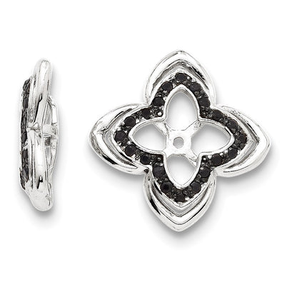 Sterling Silver Rhodium Black Sapphire Earring Jacket