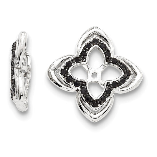 Sterling Silver Rhodium Black Sapphire Earring Jacket