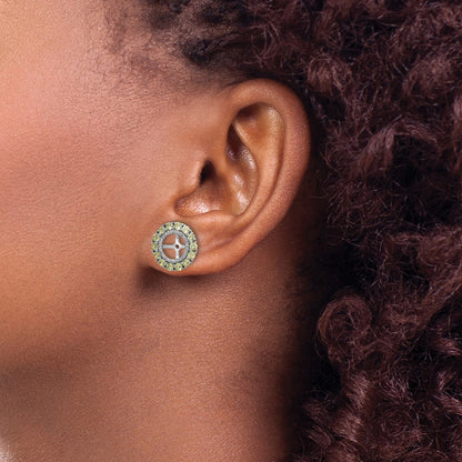 Sterling Silver Rhodium Diamond u0026 Peridot Earring Jacket