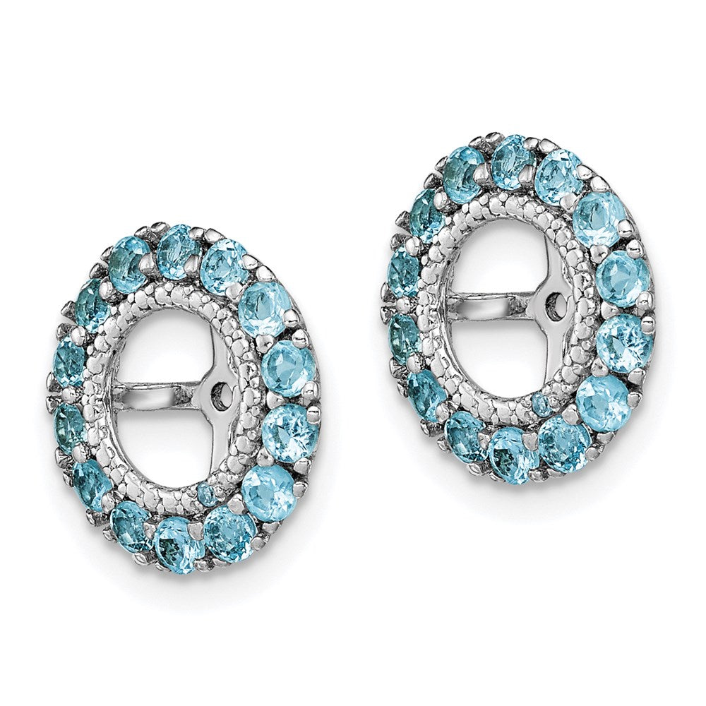 Sterling Silver Rhodium Diamond u0026 Swiss Blue Topaz Earring Jacket