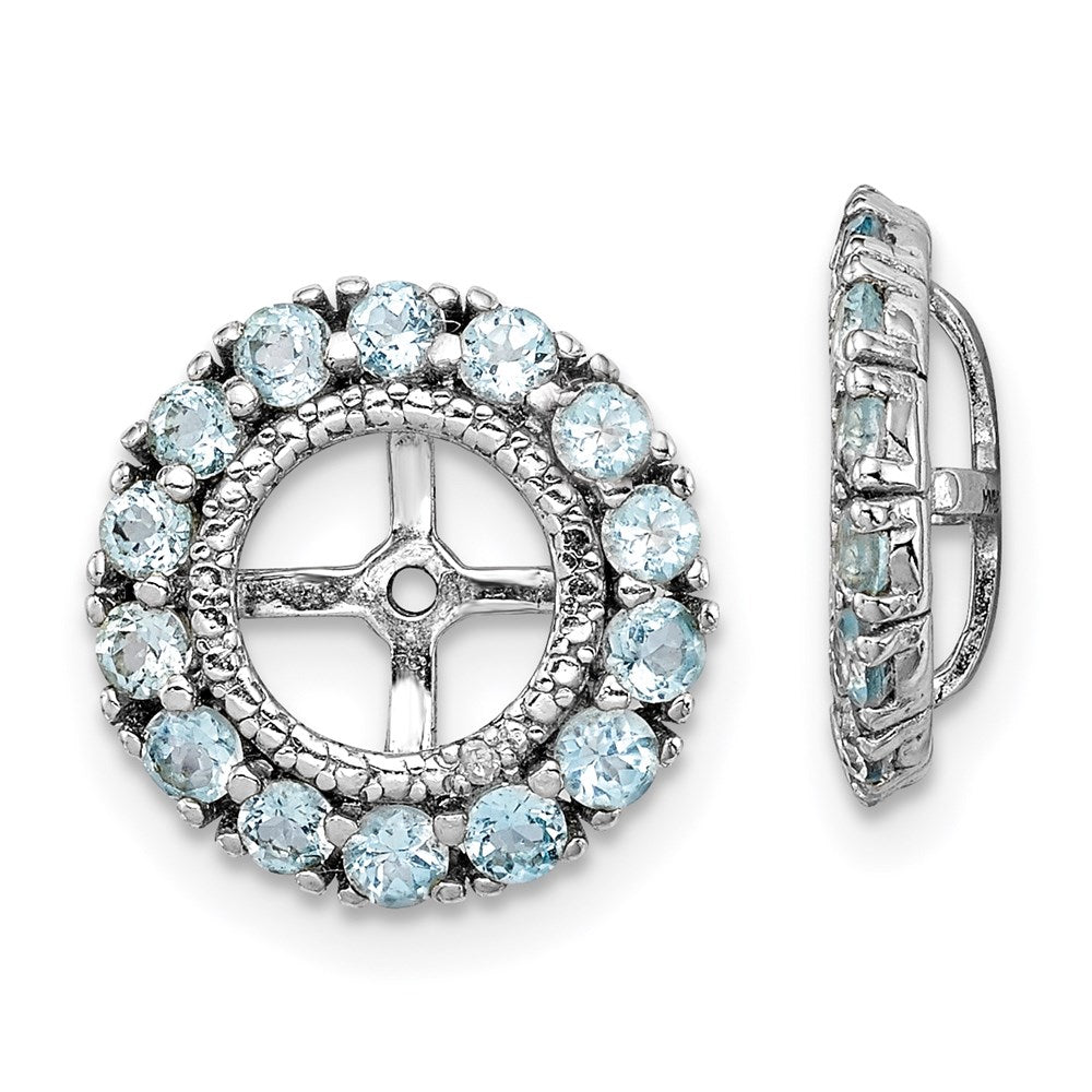 Sterling Silver Rhodium Diamond u0026 Swiss Blue Topaz Earring Jacket