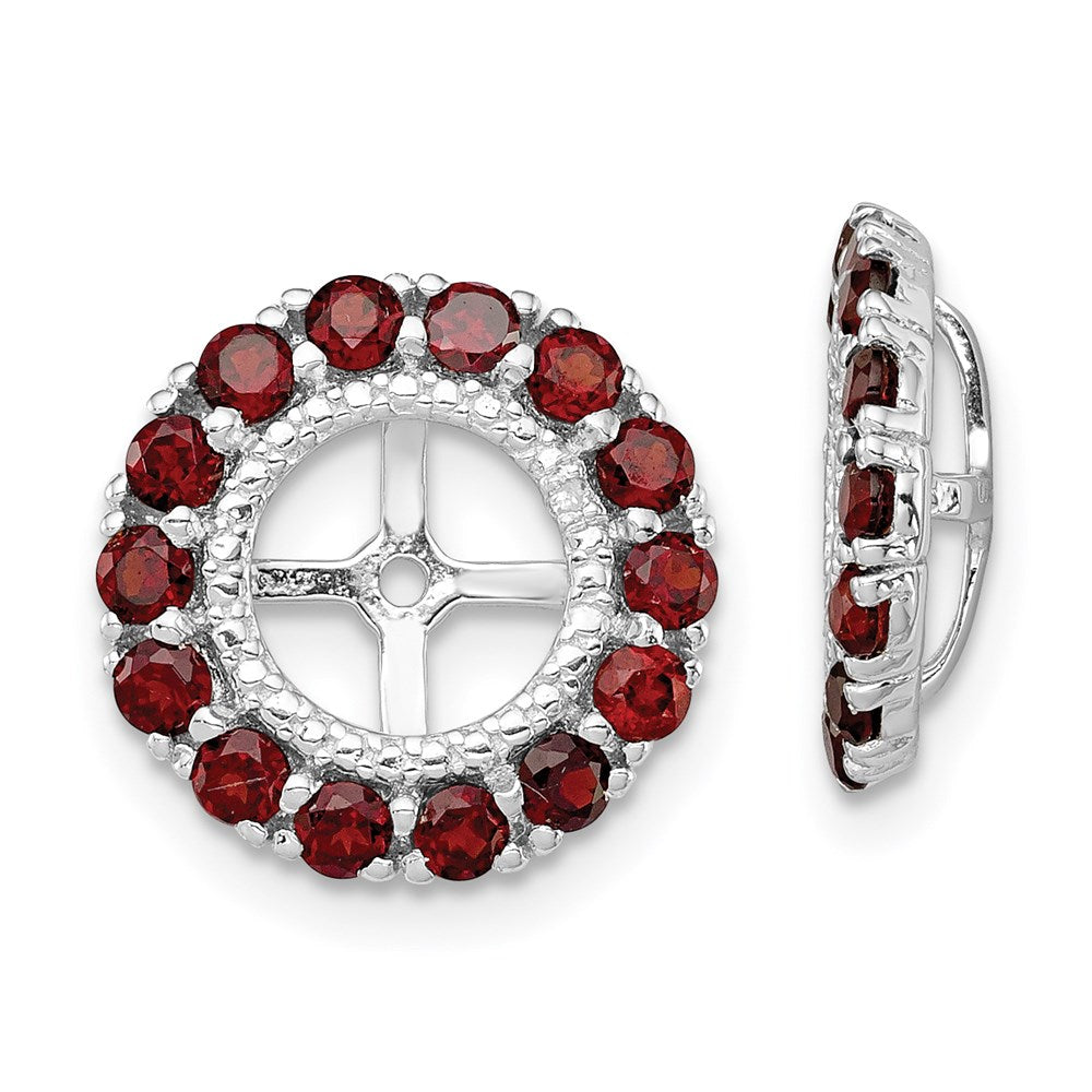 Sterling Silver Rhodium Diamond u0026 Garnet Earring Jacket