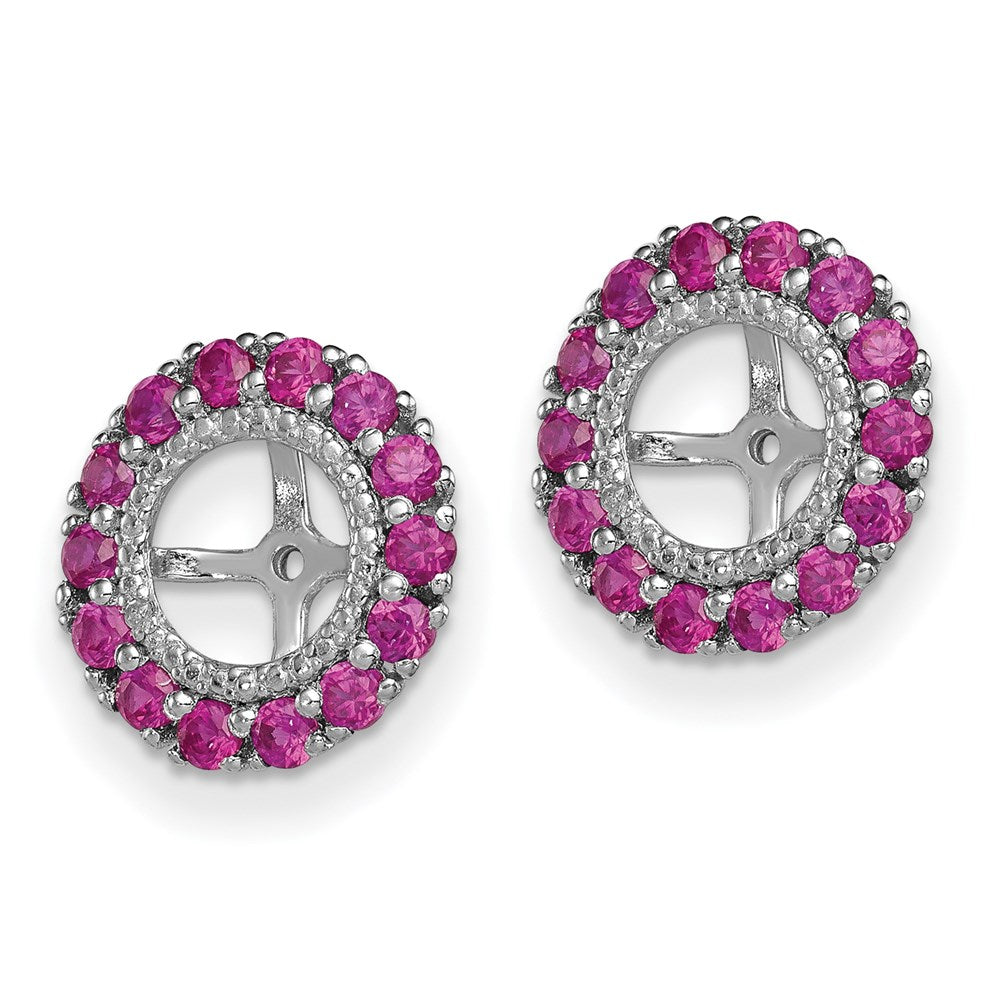 Sterling Silver Rhodium Diamond u0026 Created Ruby Earring Jacket