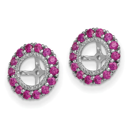 Sterling Silver Rhodium Diamond u0026 Created Ruby Earring Jacket
