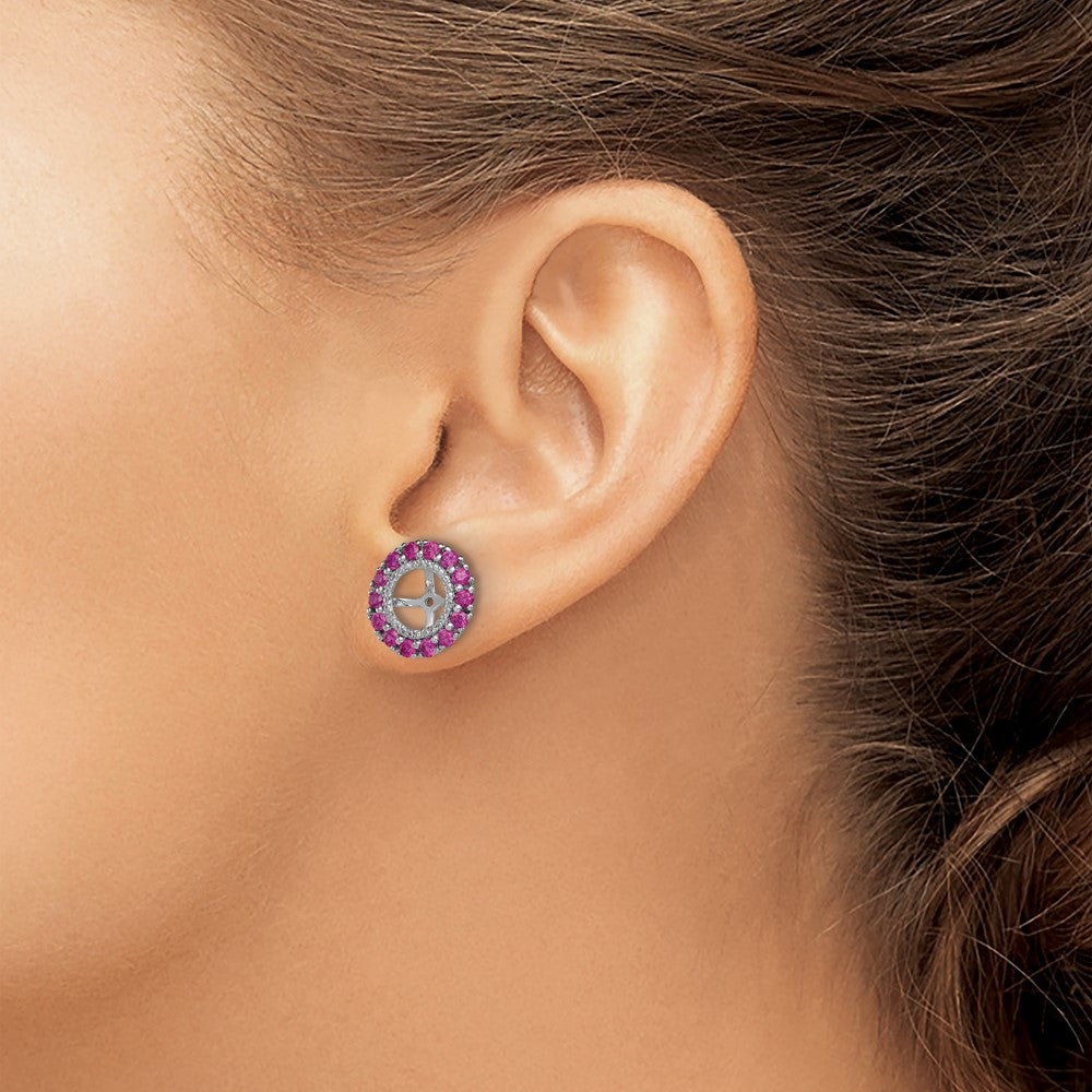 Sterling Silver Rhodium Diamond u0026 Created Ruby Earring Jacket