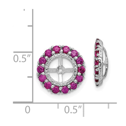 Sterling Silver Rhodium Diamond u0026 Created Ruby Earring Jacket