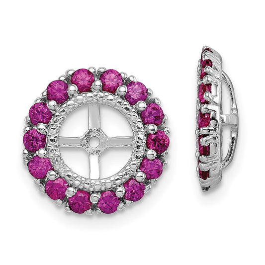 Sterling Silver Rhodium Diamond u0026 Created Ruby Earring Jacket