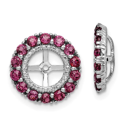 Sterling Silver Rhodium Diamond u0026 Rhodolite Garnet Earring Jacket