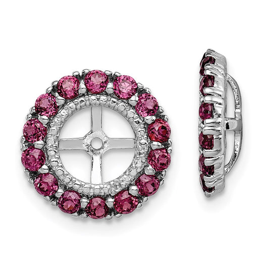 Sterling Silver Rhodium Diamond u0026 Rhodolite Garnet Earring Jacket