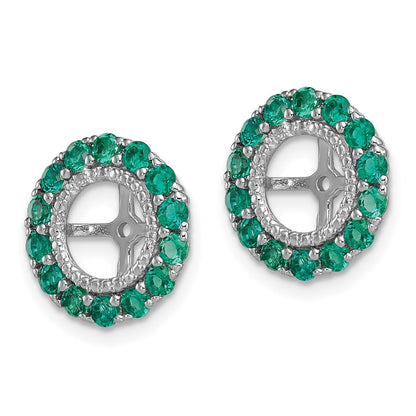 Sterling Silver Rhodium Diamond u0026 Created Emerald Earring Jacket