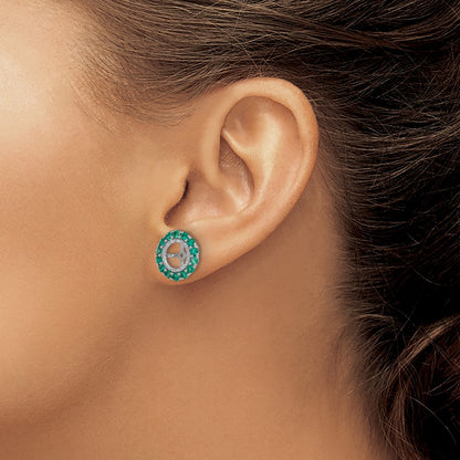 Sterling Silver Rhodium Diamond u0026 Created Emerald Earring Jacket