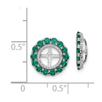 Sterling Silver Rhodium Diamond u0026 Created Emerald Earring Jacket