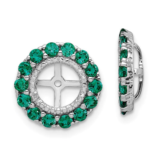 Sterling Silver Rhodium Diamond u0026 Created Emerald Earring Jacket