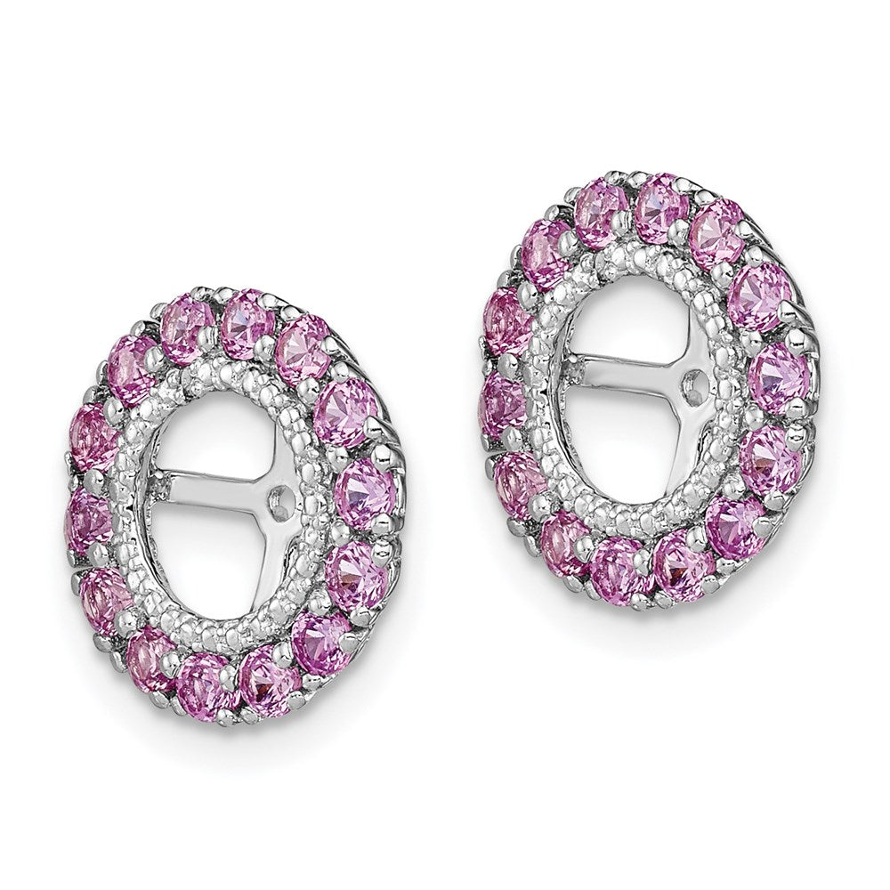 Sterling Silver Rhodium Diamond u0026 Created Pink Sapphire Earring Jacket