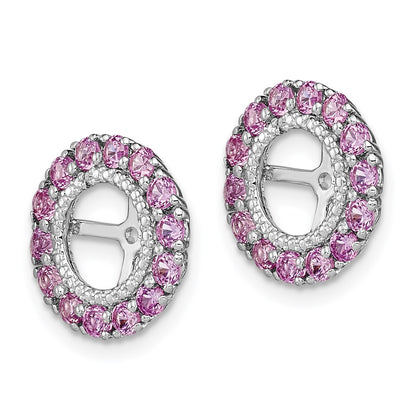 Sterling Silver Rhodium Diamond u0026 Created Pink Sapphire Earring Jacket