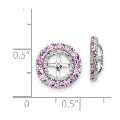 Sterling Silver Rhodium Diamond u0026 Created Pink Sapphire Earring Jacket
