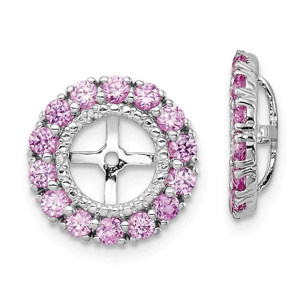 Sterling Silver Rhodium Diamond u0026 Created Pink Sapphire Earring Jacket