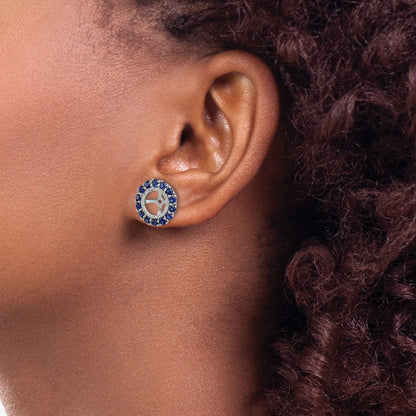 Sterling Silver Rhodium Diamond u0026 Created Sapphire Earring Jacket