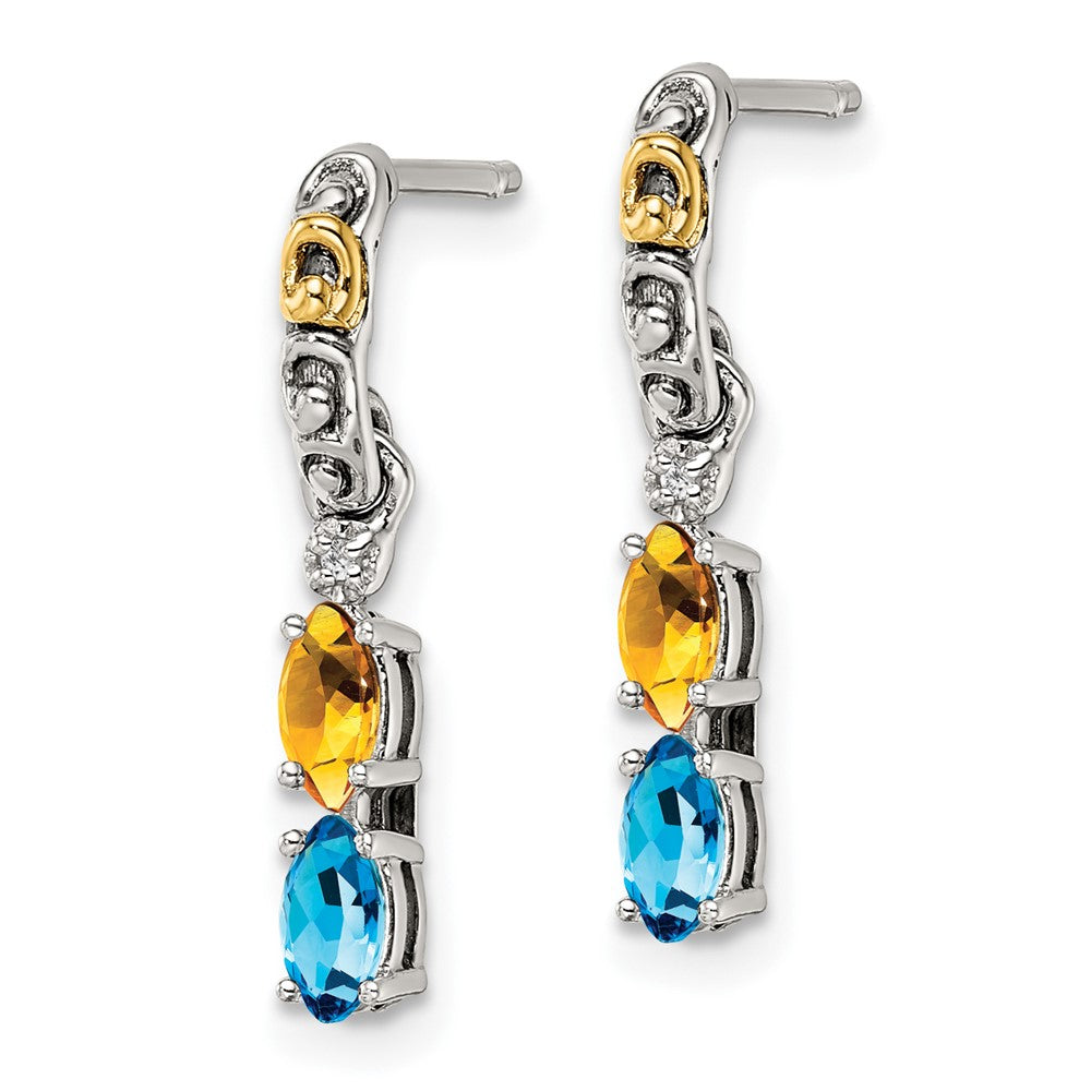 Sterling Silver u0026 14k Two-stone and Diamond Mother's Earring