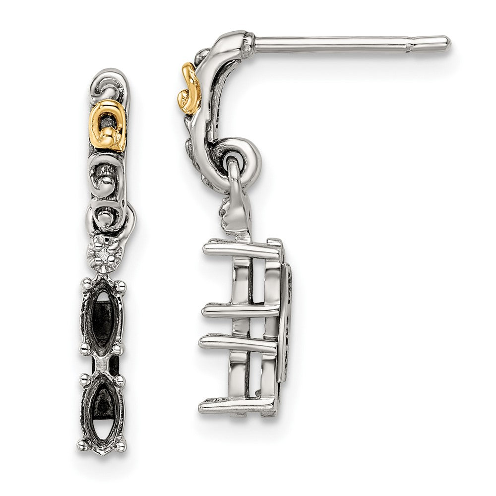 Sterling Silver u0026 14k Two-stone and Diamond Mother's Earring