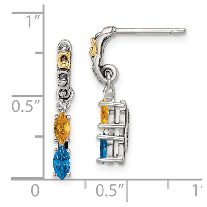 Sterling Silver u0026 14k Two-stone and Diamond Mother's Earring