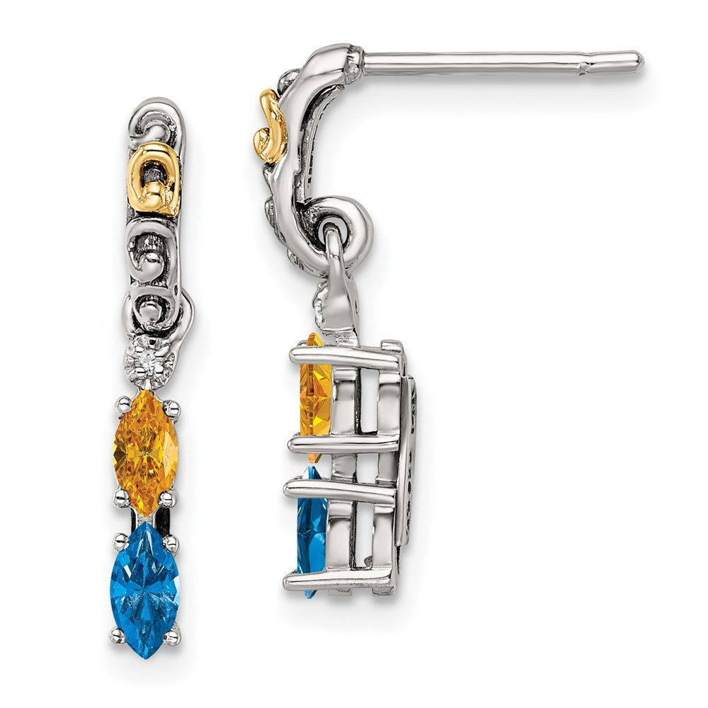 Sterling Silver u0026 14k Two-stone and Diamond Mother's Earring