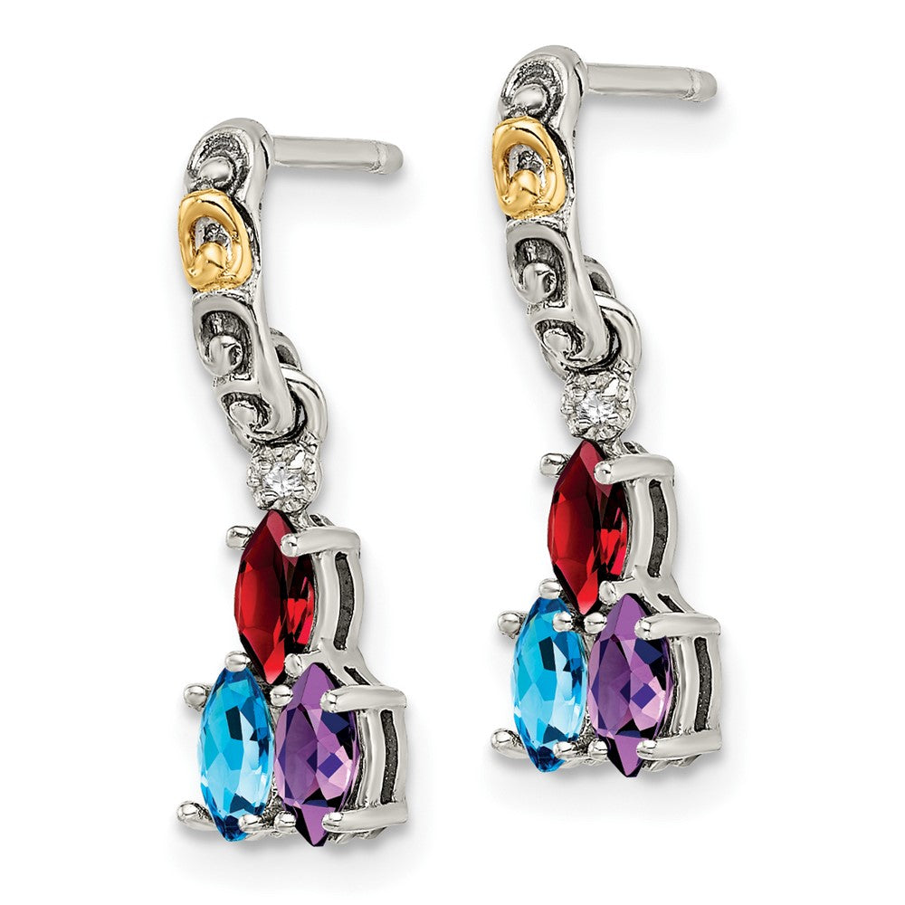 Sterling Silver u0026 14k Three-stone and Diamond Mother's Earring
